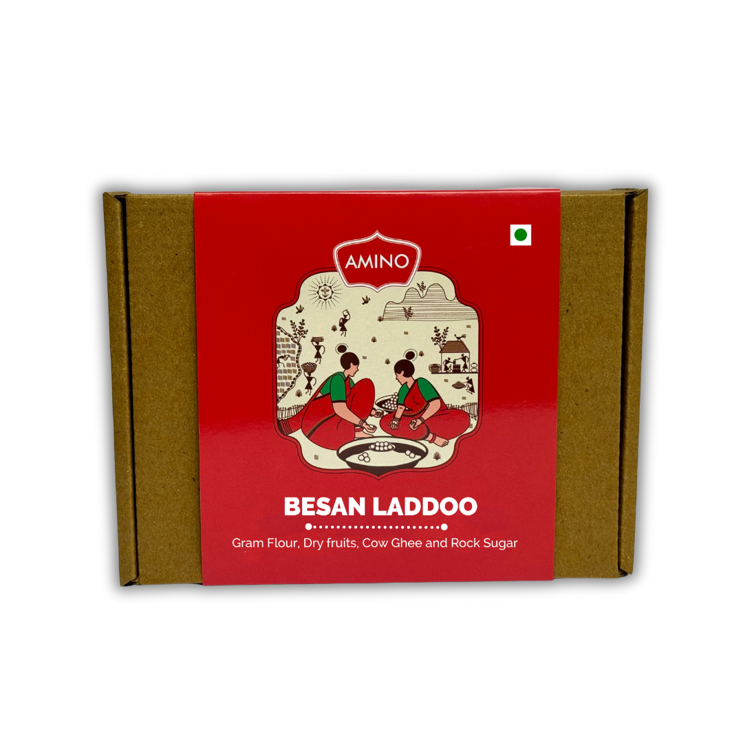 Besan Laddoo -Traditionally Made with Gram Flour, Dry fruits, Cow Ghee and Rock Sugar