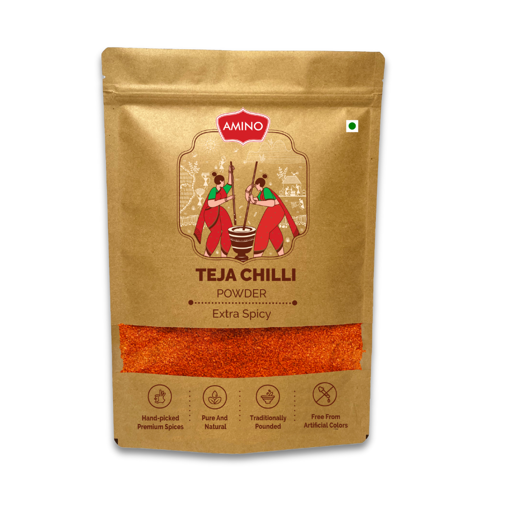 Teja Red Chilli Powder -Extra Spicy Traditionally Pounded Homemade Mirchi Powder