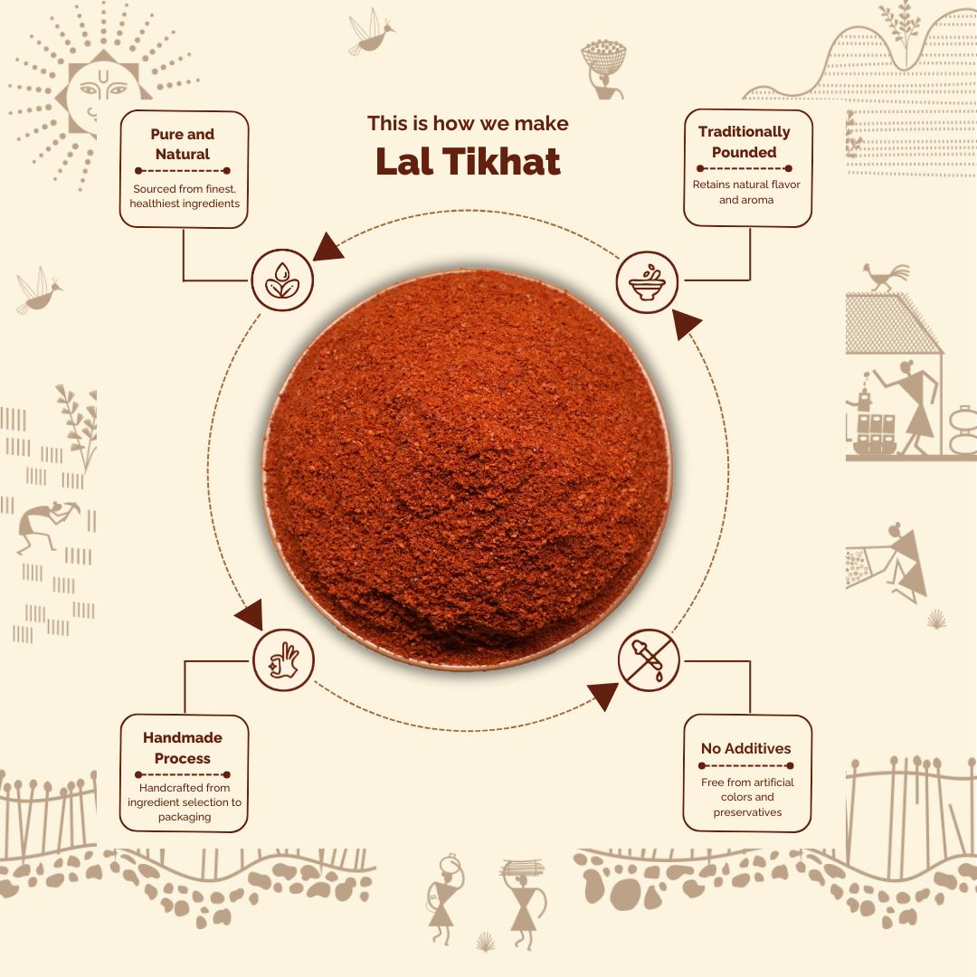 Lal Tikhat -Traditionally Pounded Medium Spicy Homemade Red Chilli Powder