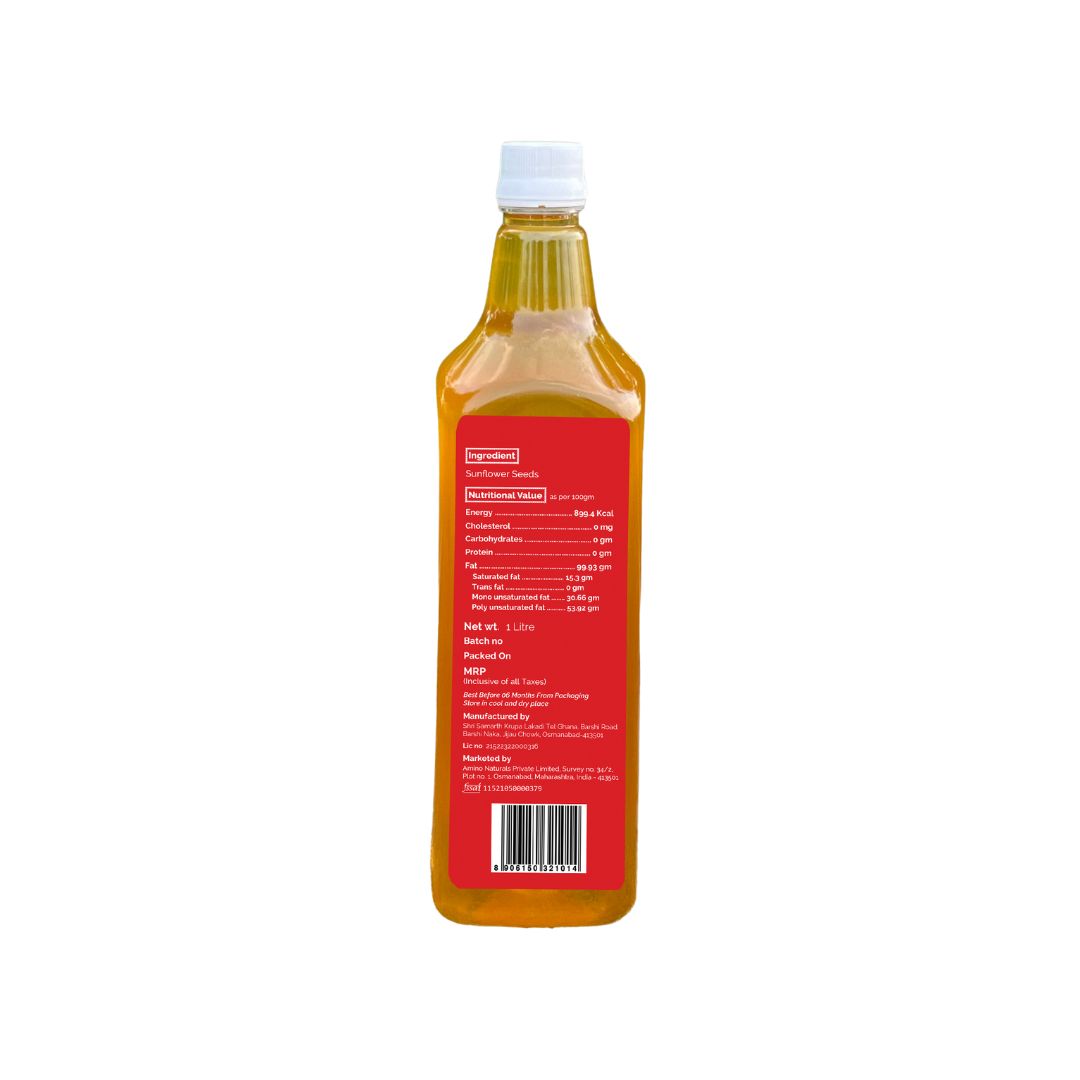 Sunflower Cold Pressed Oil -Zero Cholesterol Wood Pressed Sunflower Oil