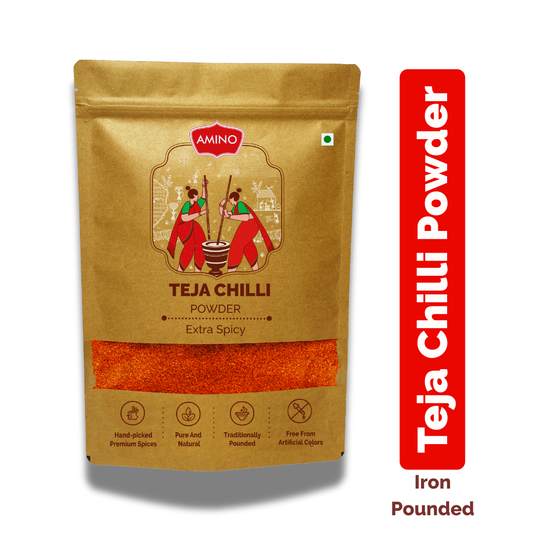 Teja Red Chilli Powder -Extra Spicy Traditionally Pounded Homemade Mirchi Powder