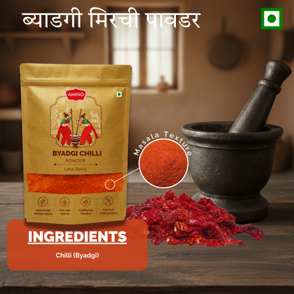 Byadgi Red Chilli Powder -Less Spicy Traditionally Pounded Chilli Powder