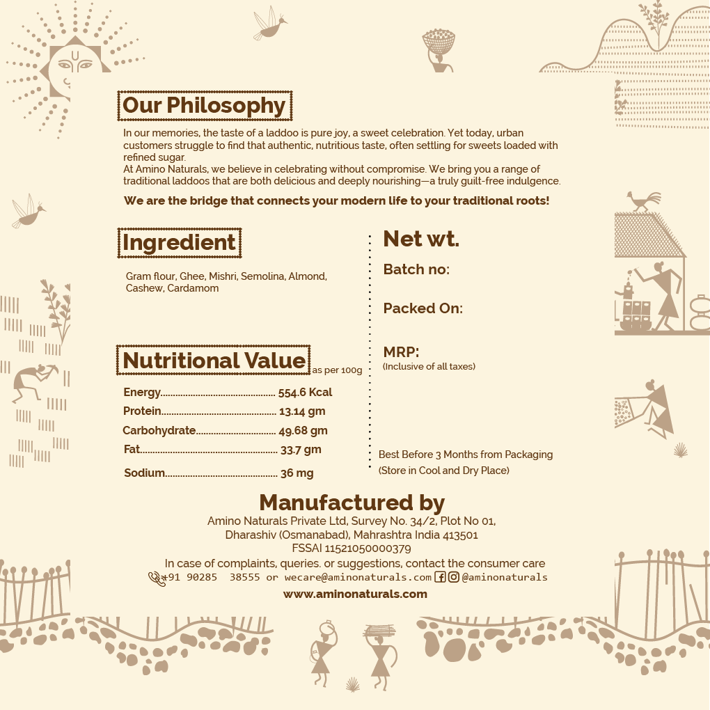 Besan Laddoo -Traditionally Made with Gram Flour, Dry fruits, Cow Ghee and Rock Sugar