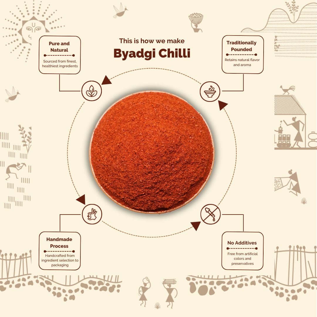 Byadgi Red Chilli Powder -Less Spicy Traditionally Pounded Chilli Powder