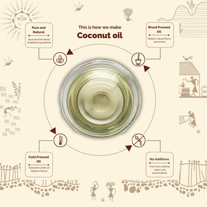 Coconut Cold Pressed Oil -Zero Cholesterol Wood Pressed Coconut Oil