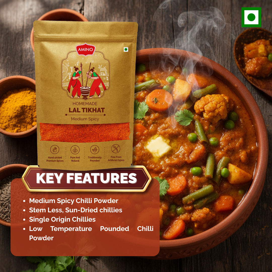 Lal Tikhat -Traditionally Pounded Medium Spicy Homemade Red Chilli Powder