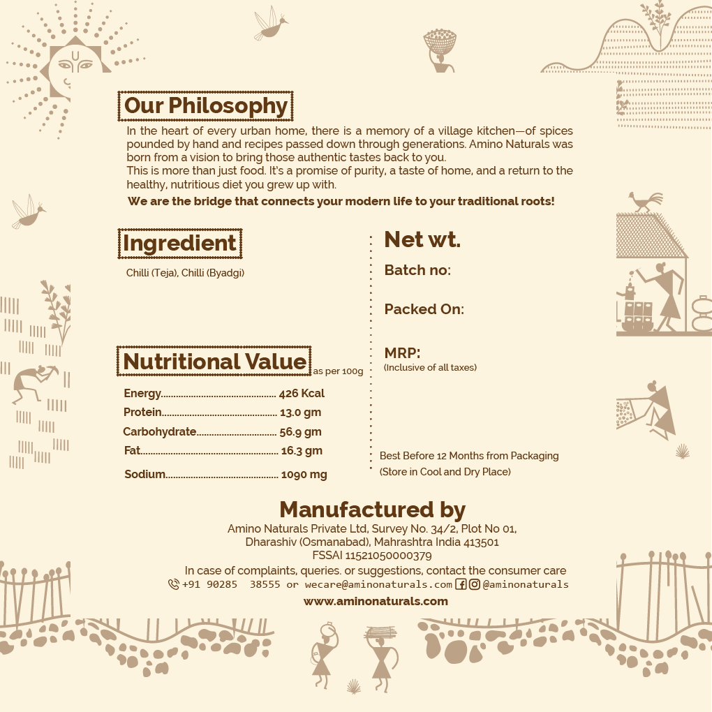 Lal Tikhat -Traditionally Pounded Medium Spicy Homemade Red Chilli Powder