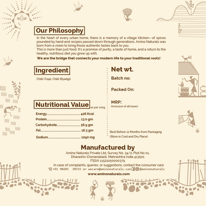 Lal Tikhat -Traditionally Pounded Medium Spicy Homemade Red Chilli Powder