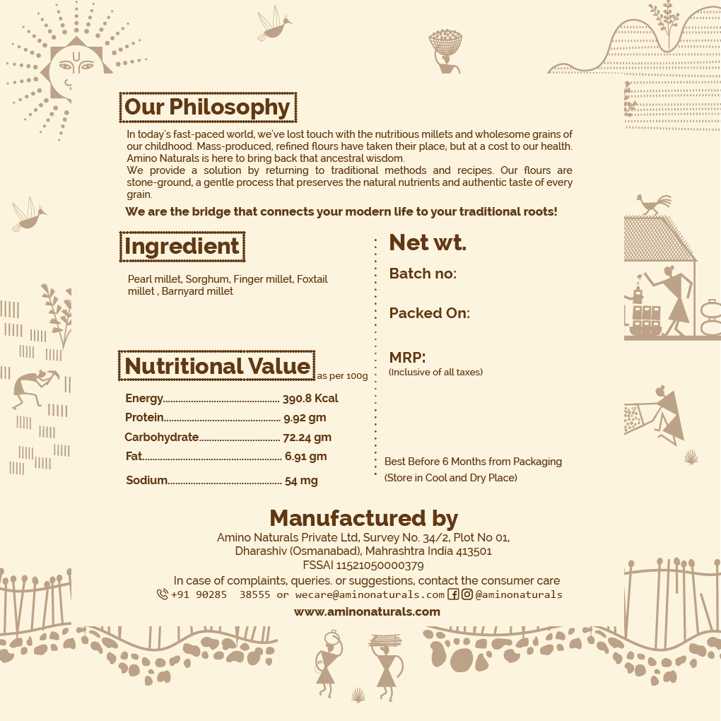 Multi-Millet Atta -Traditionally Made with Jowar, Bajra, Nachani, Kangani Millet