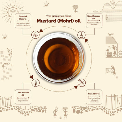 Mustard (Mohri) Cold Pressed Oil -Zero Cholesterol Wood Pressed Mustard Oil