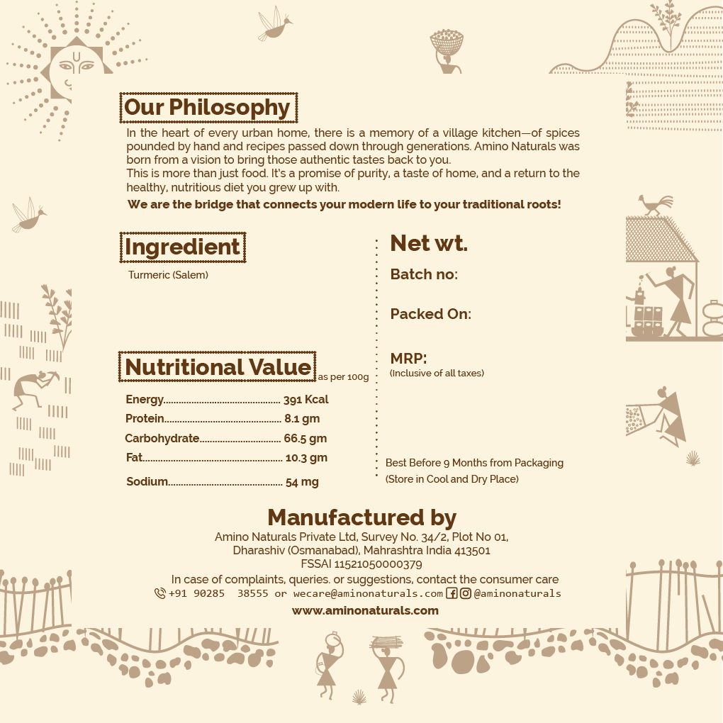 Turmeric Powder -Traditionally Pounded Homemade Haldi Powder